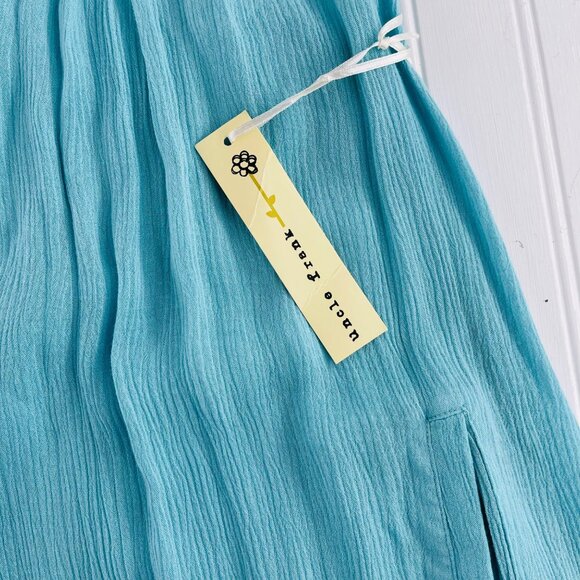 Uncle Frank Womens Medium Blue Sleeveless Dress With Orange Embroidery Boho NWT - Picture 5 of 6